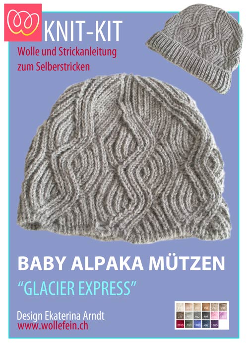 Strickpackung / Knit-kit Mütze aus Baby Alpaka mit Anleitung und Wolle von Wollefein.ch